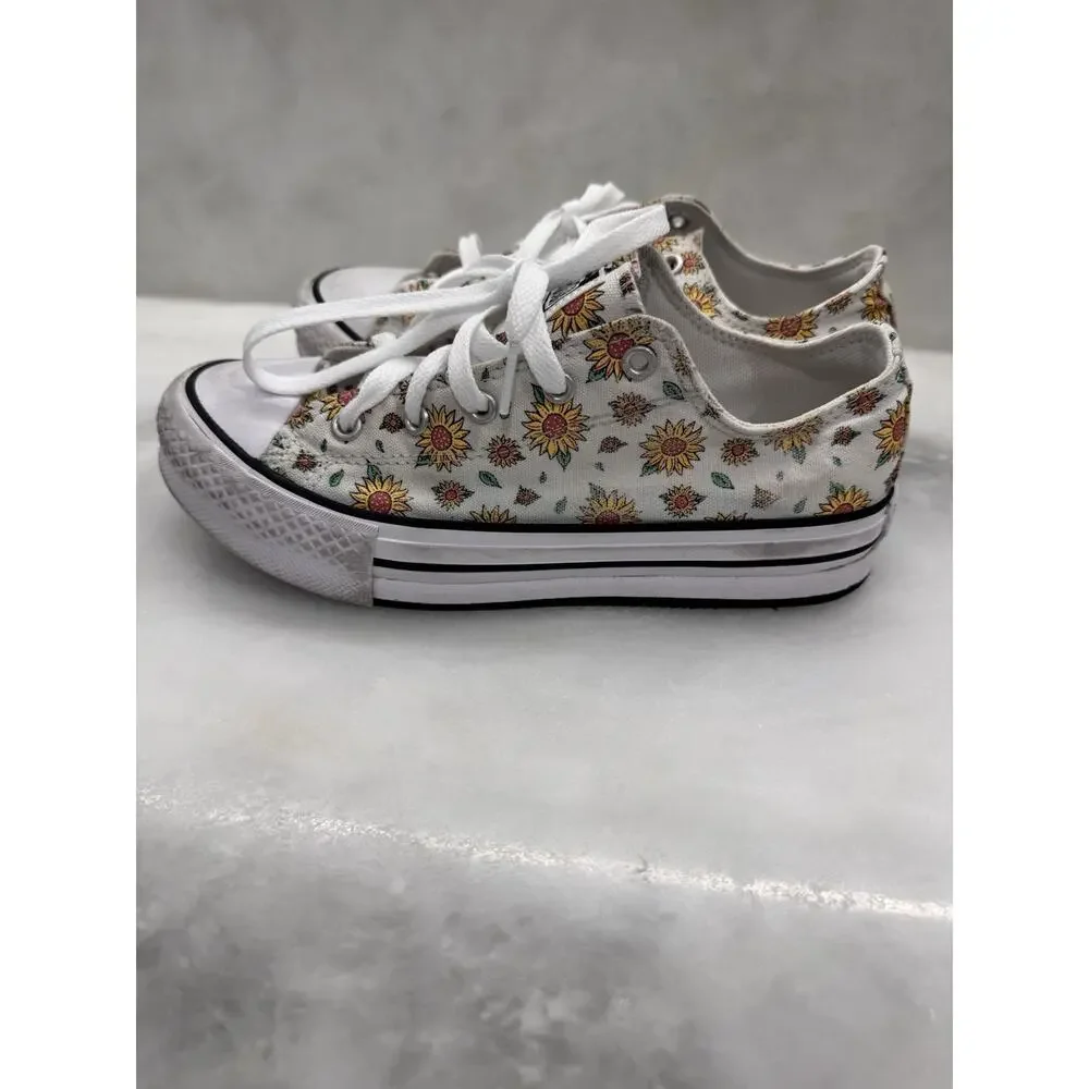 Converse Chuck Taylor All Star Floral Sunflower Low Top Sneakers Kids US 4